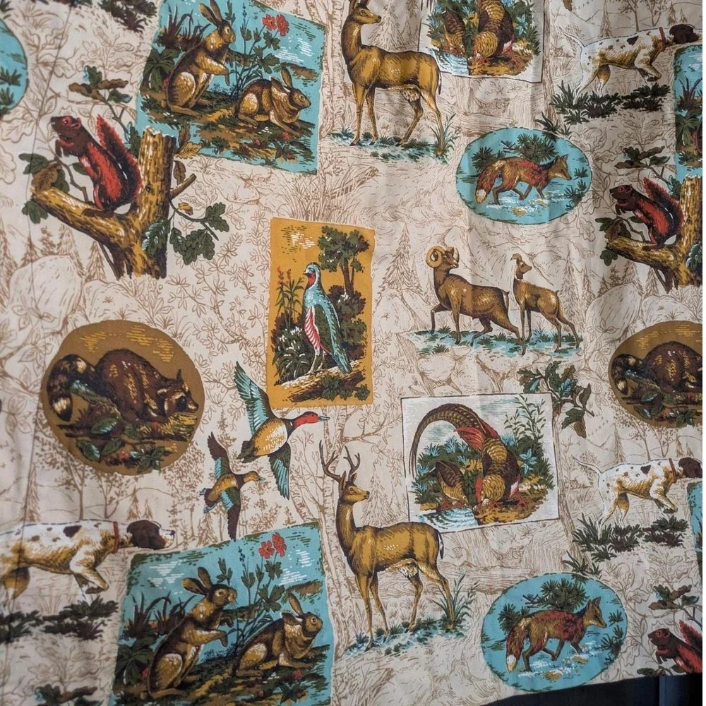True Vintage MCM Curtains Animal print Hunting Lodge Cabin theme pinch‎ pleat